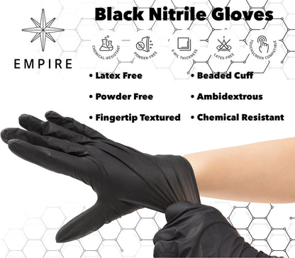 Empire Nitrile Exam Black Gloves - Case